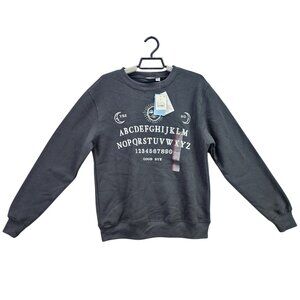 Womens Black Halloween Ouija Board Graphic Sweatshirt Long Sleeve Size XS